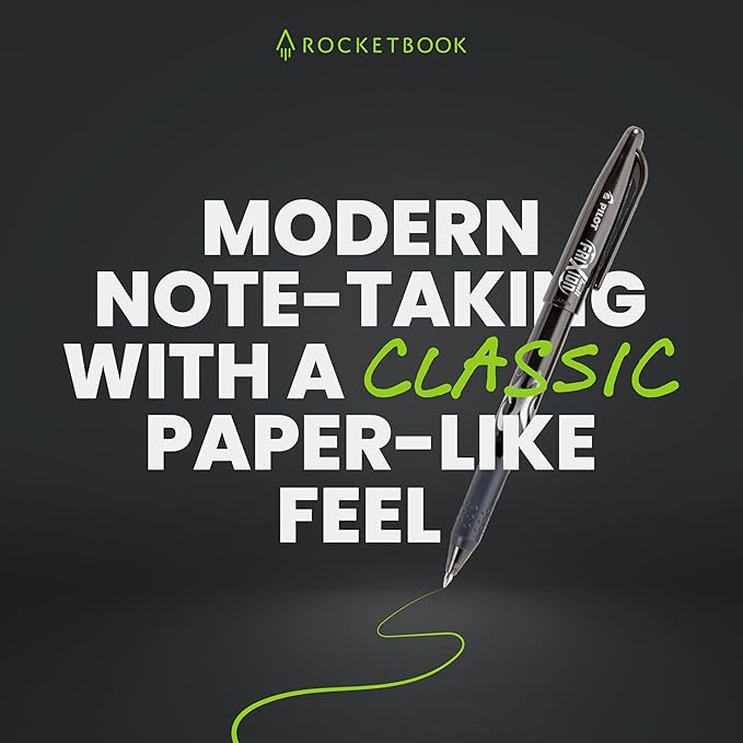 Rocketbook New Core Reusable Spiral Notebook, Executive Size 6x8.8, Green - Lined Pages, App-Connected, Erasable, Durable Cover, Ideal for School, Work, and Creative Projects