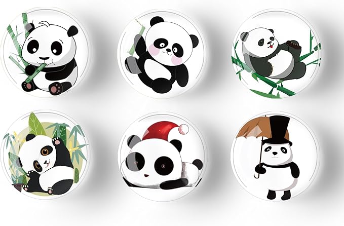 12Pcs Glass Refrigerator Magnet Fridge Sticker,Panda Fridge Magnets Decoration for Crafts,Strong Fridge Magnets for Kitchen, School,Office Whiteboard, Cabinet and Dishwasher