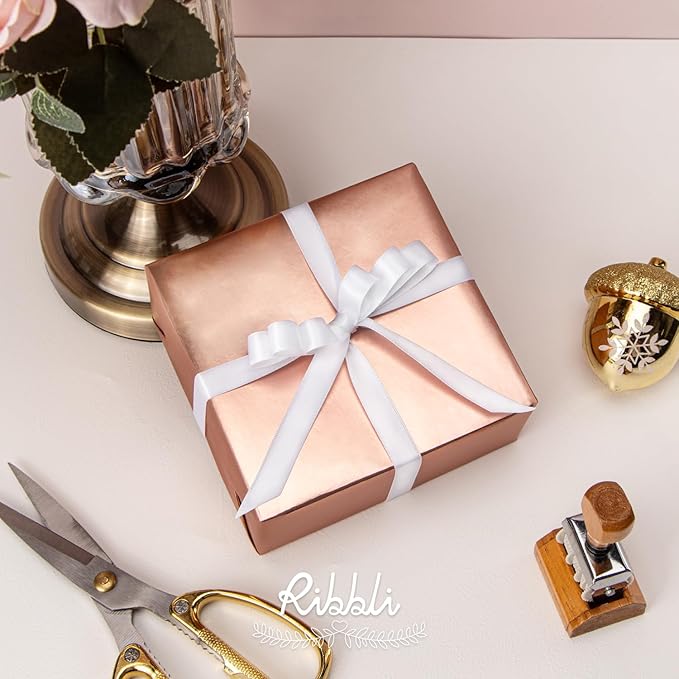 Ribbli Double Faced White Satin Ribbon,1/2” x Continuous 25 Yards,Use for Bows Bouquet,Gift Wrapping,Floral Arrangement