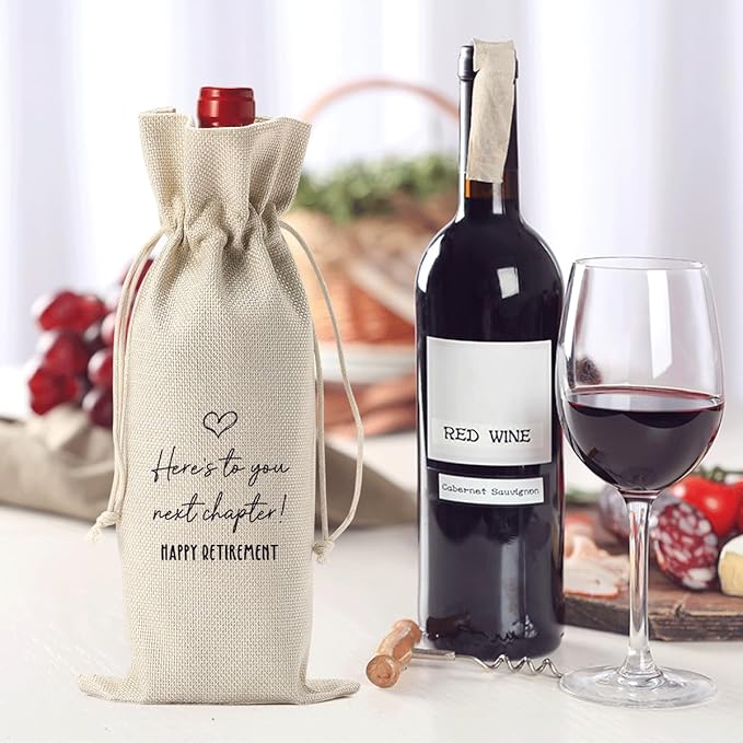 Funny Retirement Gifts for Woman Men Retirement Wine Gifts Bag Happy Retirement Party Decorations Retired Gifts Leaving Gifts for Coworkers Boss Here's to Your Next Chapter Happy Retirement