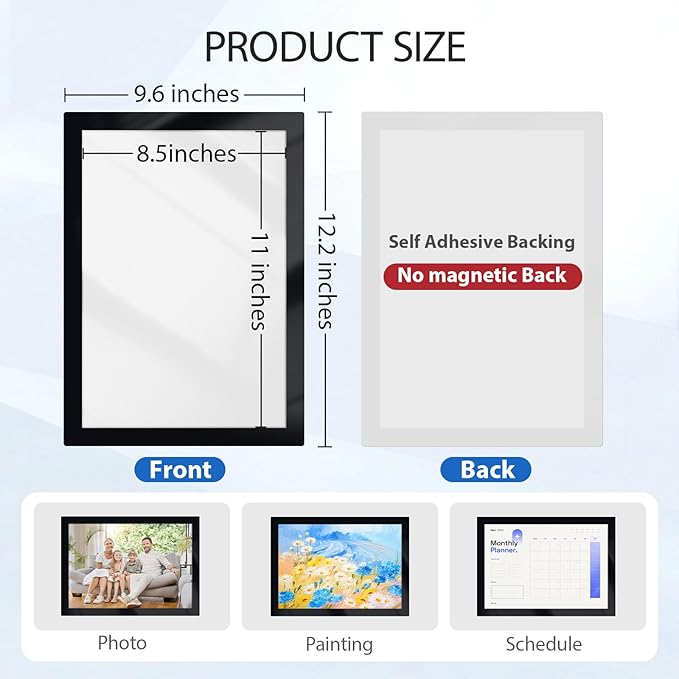Magnetic Sign Holder 8.5 x 11, 5 PCS Self Adhesive Picture Frame, Wall Window Office Door Fridge Plastic Sheet Protector Sleeve Display for Document Paper Poster Flyer Photo Notice