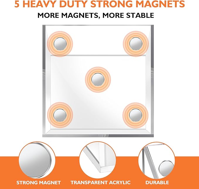 Magnetic Pen Holder Classroom Organization Acrylic Marker Holder for Whiteboard Refrigerator Locker Accessories Pencil Dry Erase Marker Basket (1 Compartment * 2)