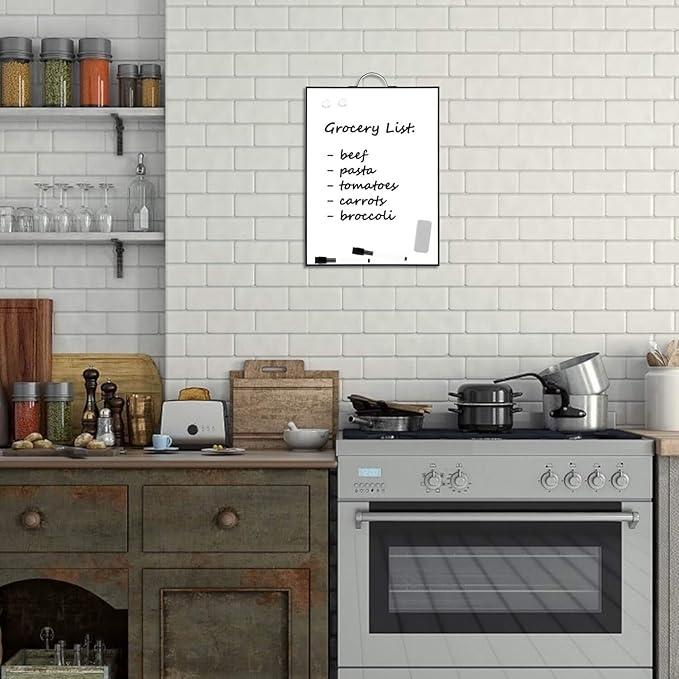 TSJ OFFICE Small White Board - 16" X 12" Portable Black Aluminum Framed Whiteboard, Magnetic Dry Erase Board with a Handle, to Do List Notepad for Office, Home, School