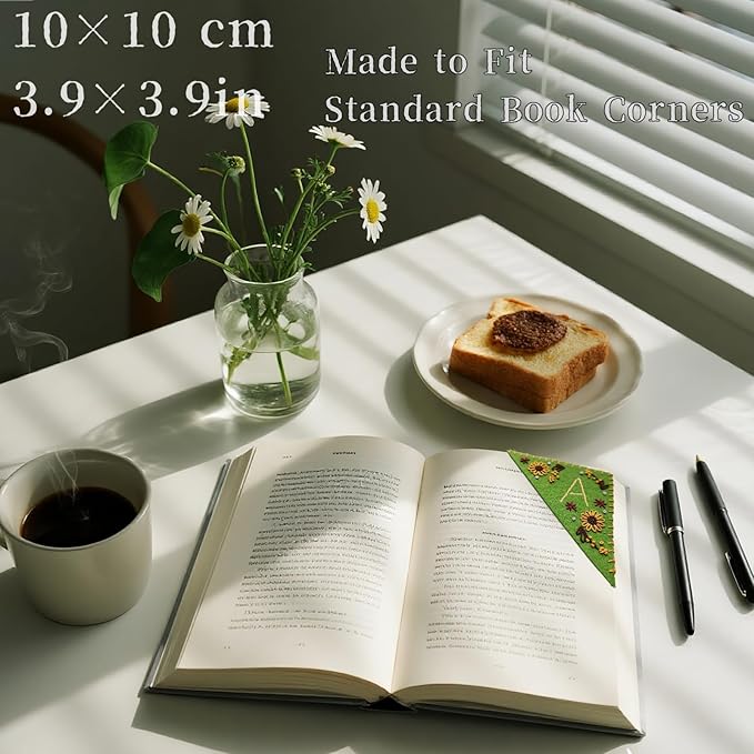 Personalized Embroidered Corner Mark, 4 Pack, Finished Initial Felt Bookmark Corner, Gift for Book Lover