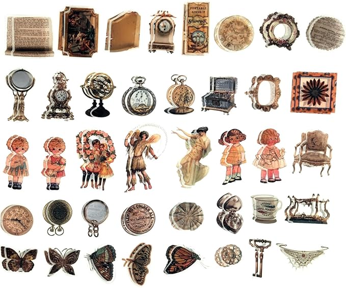 200PCS Vintage Scrapbooking Supplies Pack, Aesthetic Scrapbook Sticker Paper Art Journaling Kit for Bullet Junk Journals,Planner,Cottagecore Decor Gifts (Retro)