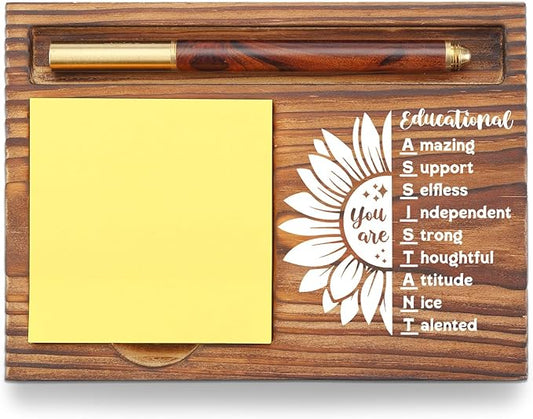 Educational Assistant Gifts Sticky Note Holder, Thank You Appreciation Gifts for Educational Assistants, Office Desk Organizer, Teacher’s Appreciation Week Employee Recognition Desk Accessory TZP122