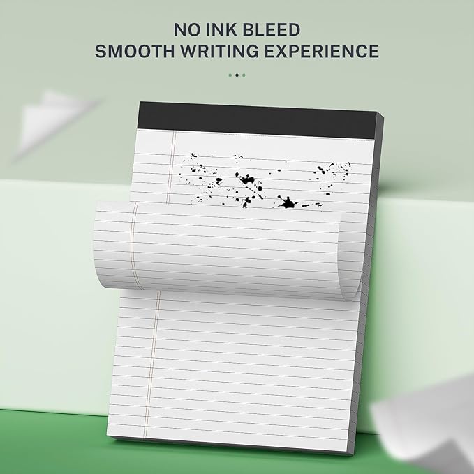 2-Pack Professional Legal Pads 8.5x11 Inches, Wide Ruled White Paper Perforated - 50 Sheets per Pad, Durable for Office, School & Legal Use