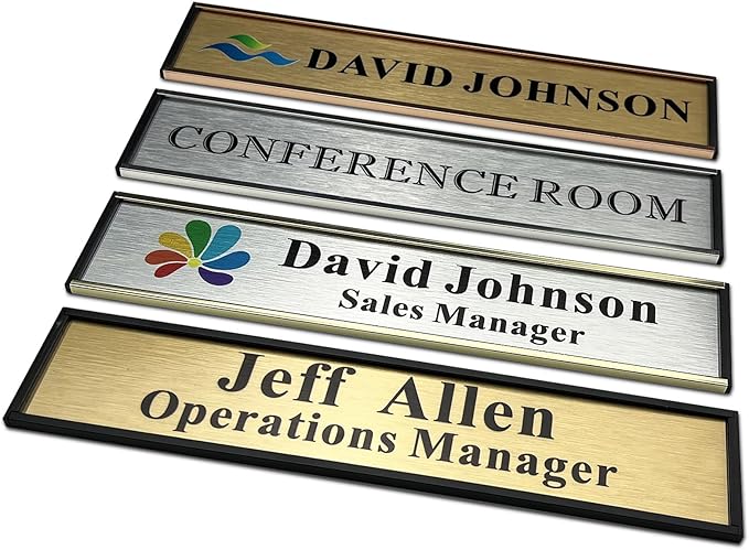 Personalized Name Plate for Door or Wall, 2 * 10 inch Custom Office Aluminum Door or Wall Name Plates with Logo Image or Texts, Office Appreciation Gifts for Coworkers Boss Teacher, Employee