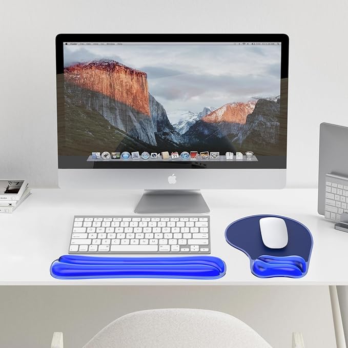 Gel Mouse pad & Keyboard Wrist Rest Set, Ergonomic Keyboard and Mousepad with Wrist Support, Keyboards Wrist Rest, Computer Keyboards Pad, Cooling Gel Blue
