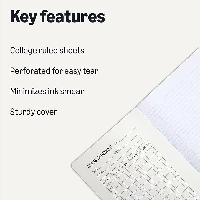 Amazon Basics Composition Notebook, College Ruled, 100 Sheets, 9.75" x 7.5", 4 pack, Assorted Marble Colors