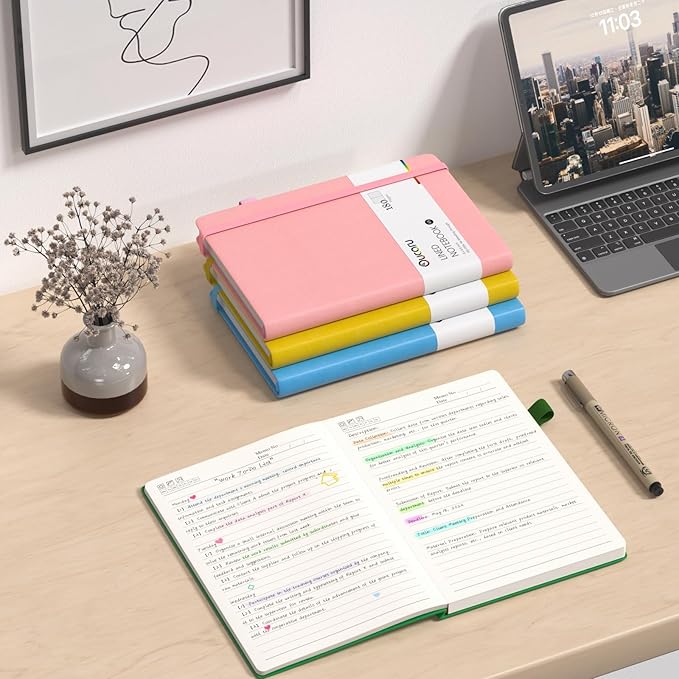 Oucaru Lined Journal Notebook, 2 Pack, 180 Pages, A5 Journals for Writing, 100 GSM Thick Paper, Small Notebooks Daily Journal for Women Men Work, Business, School, Travel Supplies