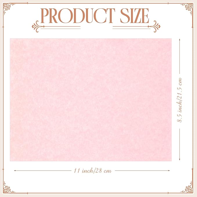 Epakh 200 Sheets Old Age Parchment Paper 8.5 x 11 Inch Standard Letter Vintage Colored Old Parchment Semblance Double Side Printing Paper(Light Pink)