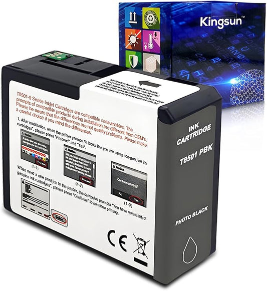 T850 Ink Cartridge T8501 T850100 Remanufactured Work for SureColor P800 (1-Pack, Photo Black)