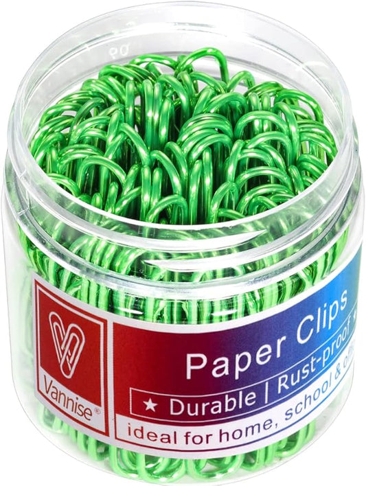 100PCS 2" Large Vinyl Coated Paper Clips, Green Jumbo Rust-Resistant for School, Home & Office, Smooth and Sturdy Metal, Ideal for Organizing Documents