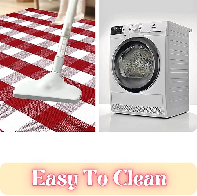 Ckorzen Red and White Plaid Rug, 3' x 5' Christmas Front Porch Outdoor Rug, Handwoven Cotton Washable Rug for Layered Door Mats, Holiday Entryway and Home Décor