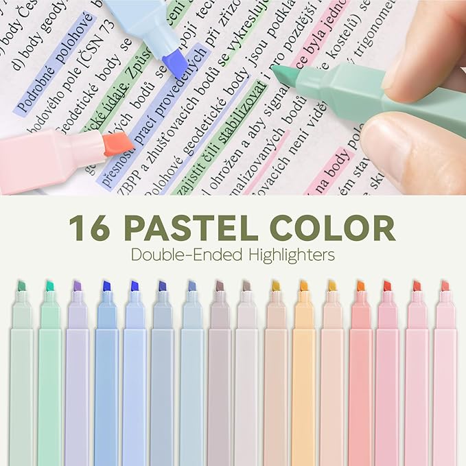 52 PCS Aesthetic School Supplies with Cute Pencil Case, Stationery Essentials with Pens Pencils and Pastel Highlighters Set,College Back to School Supplies for Teen Girls,Pastel Office Supplies-Green