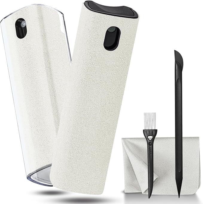 walrfid 2Pcs Car Screen Cleaner, Laptop Screen Cleaner Spray and Wipe, Electronic Computer Cleaning Kit for iPad, iPhone, Cellphone, Monitor, MacBook Pro, Car Display, Tablet, TV Flat Screens, Cream