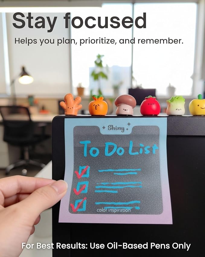 200pcs Glitter Sticky Notes, Transparent Sticky Notes with Pink Blue Iridescent Edge, Cute Self-Adhesive Memo Pads for Office, School & Home Stationery (4 pack-50pcs/1pack)