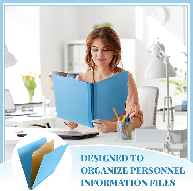 Skyygemm 48 Pcs Classification Folders Letter Size, 1 Divider Pressboard File Folder with Fasteners, Expanding File Organizer Bulk for Teachers, Clergy, Office, Church, Christmas Donations (Blue)