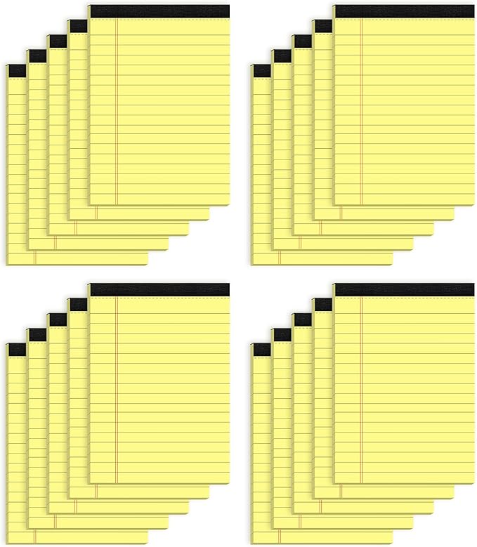 Yellow Legal Pads 4x6 18-Line College Ruled Small Legal Pads 20 Packs of Mini Legal Note Pads Non-Penetrating Paper, Perforated Writing Pad for School, Office, Business