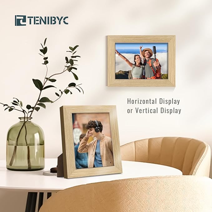 5x7 Picture Frame Set of 3 - Light Wood, Natural Oak Wood Photo Frame with HD Tempered Glass, Tabletop Display