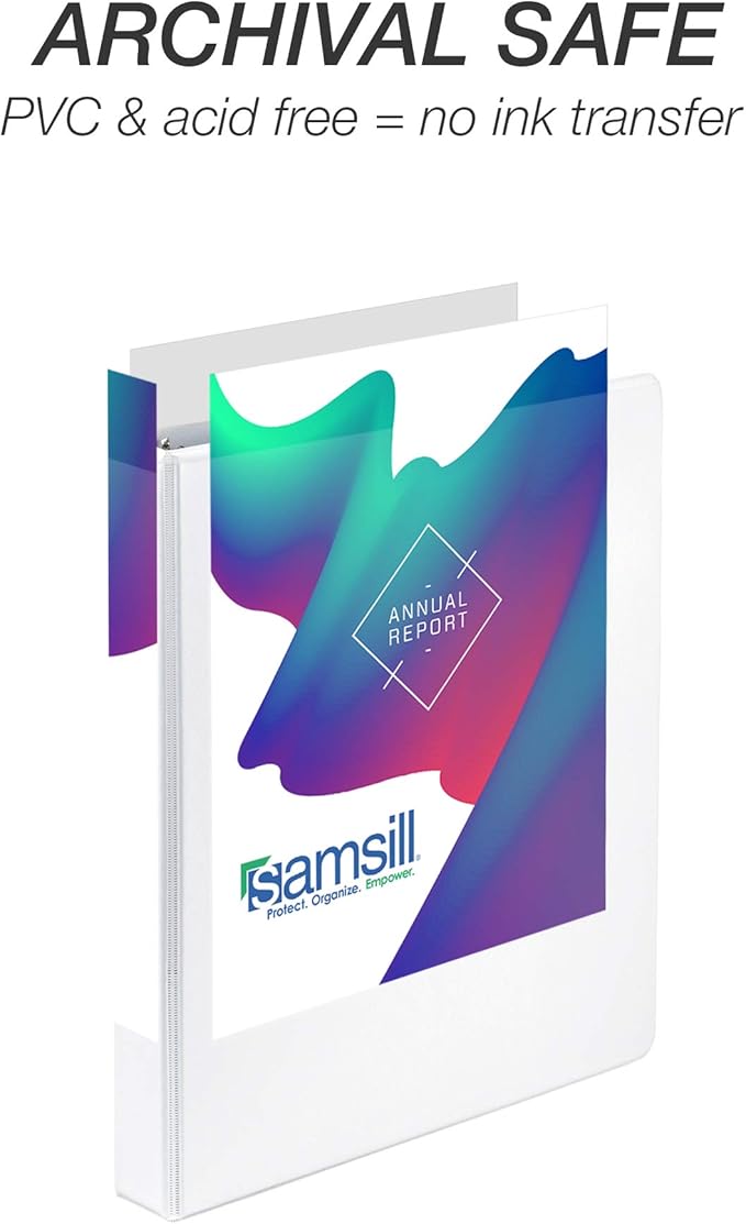 Samsill Durable 1 inch 3 Ring Binder, Made in USA, D Ring Binder, FSC 100% Recycled Chipboard, White, 4 Pack