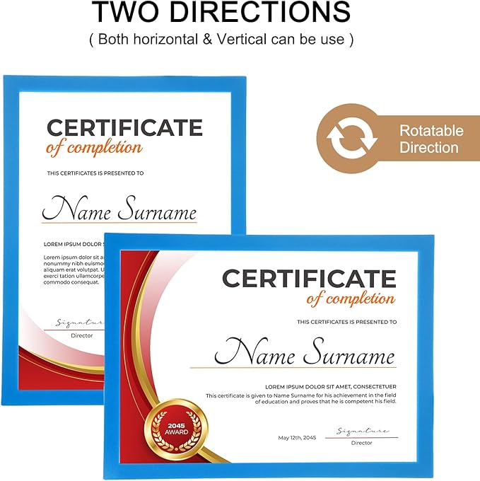 uxcell 6 Pcs Magnetic Sign Holder, 8.3" x 11.7" Self-Adhesive Magnetic Wall Signs Holder Magnetic Picture Frame Document Holder for Home Office Wall Window Displays, Sky Blue