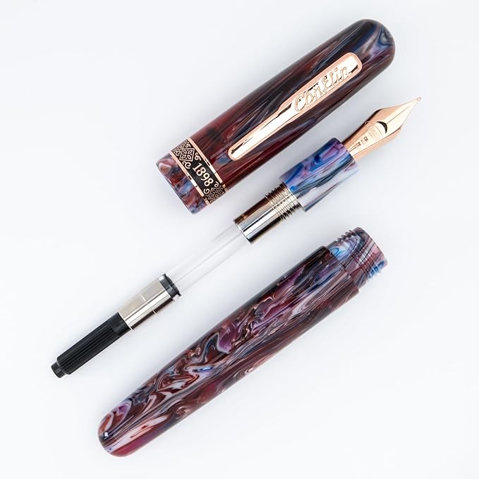 Conklin 1898 Fountain Pen, Misto Purple - 14KT Gold Medium Nib | Unique Resin Pen with 14KT Gold Nib | JoWo Stainless Steel Nib Made in Germany | Ideal Gift for Professionals
