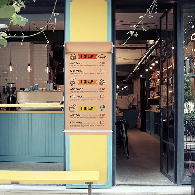 24”Kraft Paper Dispenser Holder Wall Mount, Heavy-Duty Paper Cutter Butcher Paper Dispenser to Do Lists, DIY Drawing, Taking Note, Artwork, Daily Special - White