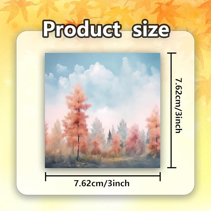 9 Pieces Pastel Color Sticky Notes - Autumn Design Note Pads - Self-Adhesive Memo Notes for School, Office, Home