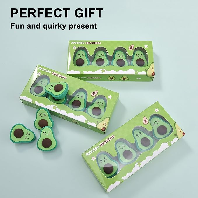16Pcs Avocado Erasers for Kids Bulk, Kawaii Cute Novelty Fruit Eraser for School Classroom Supplies Party Favors