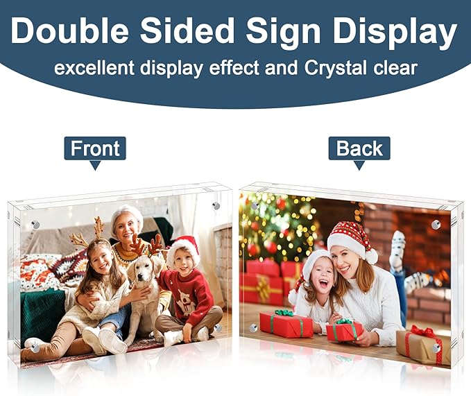 5x7 Acrylic Picture Frames 1 Pack, 10+10MM Premium Acrylic Photo Frame Magnetic Picture Frames Clear Double Holder-Sided, Free Standing Desktop Display, Best Gift for Family, Baby, Friend