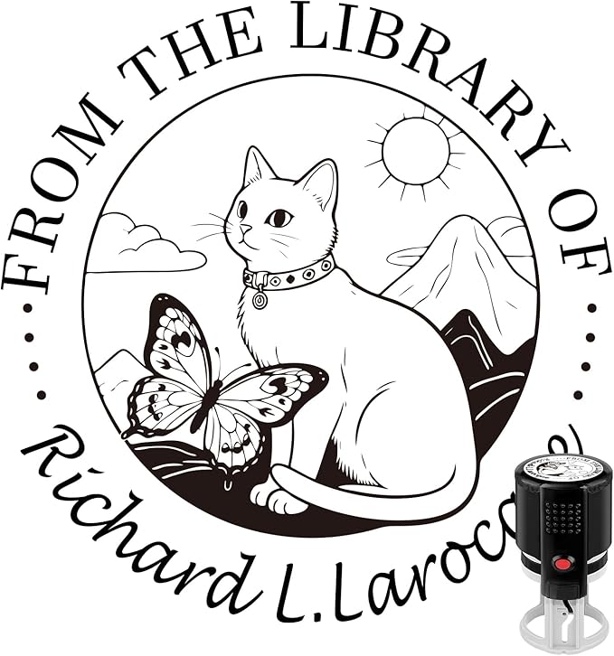 Custom Self Inking Stamp | Book Stamp Personalized Library Gifts for Book Lovers, Readers, Teachers (Cat 01)