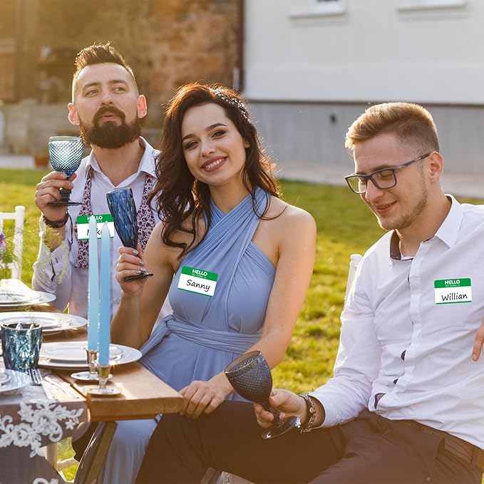 Zacool 480 Pcs Green Name Tag Stickers (3 "x 2") Identification Badges,Peel and Stickers "Hello My Name is" Name Tags Stickers Newborn Baby Name Sticker for Themed Party Family Home School Office