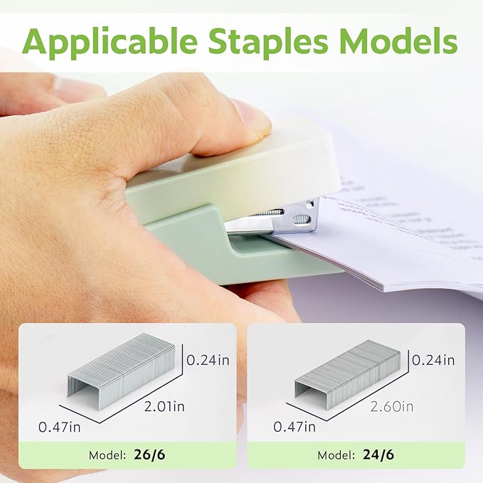 Mini Stapler with 830 Staples, Small Cute Desk Staplers, 25 Sheet Capacity, Green-White Gradient