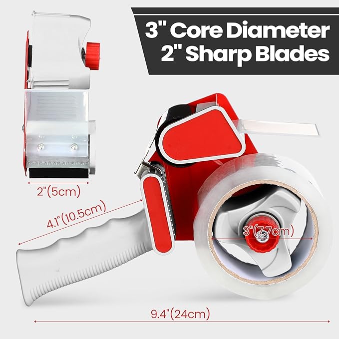 2 Pack Packing Tape Dispenser Gun with 12 Roll 2 Inch Packing Tape Gun 2.7 Mil Heavy Duty for Storing, Shipping, Moving, Carton and Box Sealing