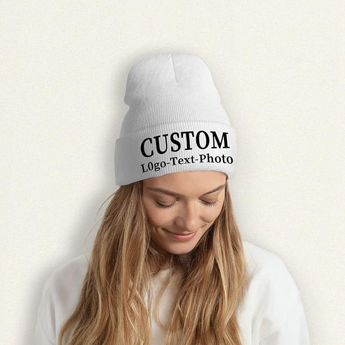 Custom Beanie for Men Women Bulk Custom Winter Hat Beanies with Logo Text Image Personalized Knit Hats Gifts for Business
