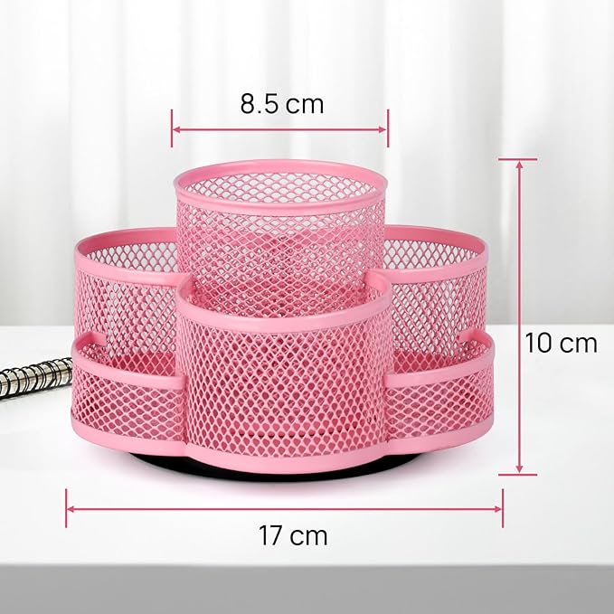 Pink Pen Holder for Desk, Rotating Pencil Holder, Cup Holder for Desk Office, Pen Organizer