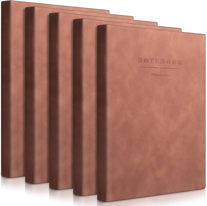 SATINIOR 5 Pack A4 Notebooks Large Journal 360 Pages Leather Softcover Hardcover Notebooks Thick Paper Lined Notepad for Office School Business Note Taking Writing, 8.5'' x 11''(Brown)