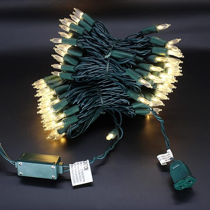 150 LED Warm White Christmas Lights on Green Wire, 50 Feet Xmas Tree Lights, UL Certified for Outdoor Indoor