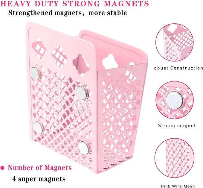 Magnetic Pencil Holder - Magnetic Locker Organizer, 1 Pack Pen Holder Locker Accessories for School and Office (1 Pack Pink)