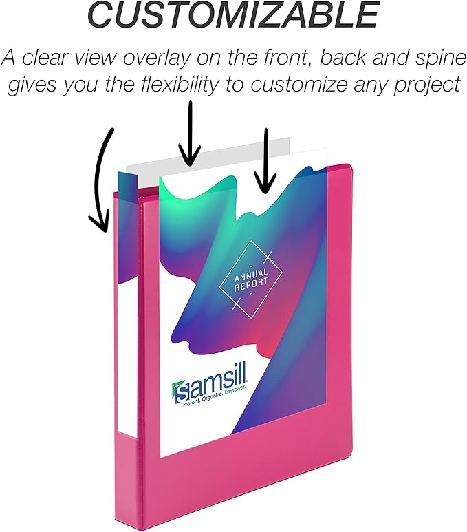 Samsill Durable 1 inch 3 Ring Binder, Made in USA, D Ring Binder, FSC 100% Recycled Chipboard, Fashion Assortment, 4 Pack