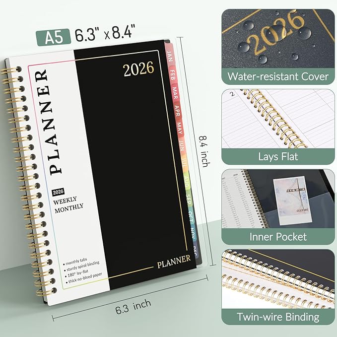 Appointment Book 2026 Planner, Forvencer Daily Weekly & Monthly Calendar Planner (Jan 2026-Dec 2026), 6" x 8", Hourly Agenda Book with 30 Minute Increments, Flexible Cover Planning with Inner Pocket, Organizer Notebook for Office School Supplies, A5, Pink