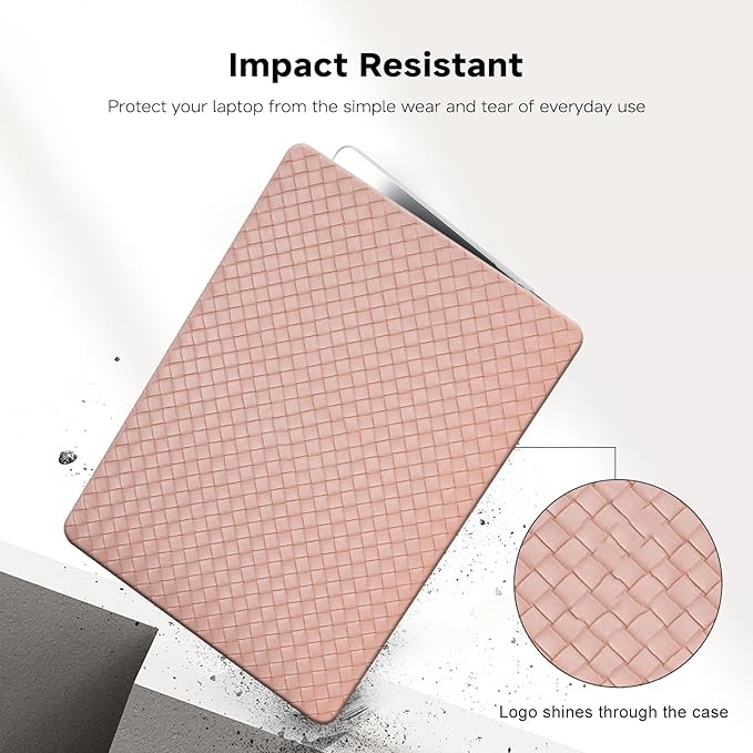 Woven Case Compatible with MacBook Air 13.6 inch 2022-2025 M4 A3240 M3 A3113 M2 A2681,for Mac Air M2 Sturdy Protective Leather Woven Textured Cases&Keyboard Cover for Mac 13 M4 Weave, Boho Pink