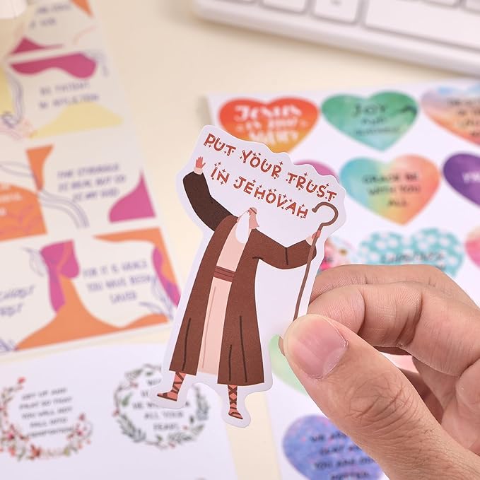 300+ Inspirational Christian Stickers, Waterproof Bible Verse Jesus Stickers for Water Bottles Laptop Scrapbook Journaling Planner, Bible Study Vision Board Supplies Christian Easter Gifts for Women