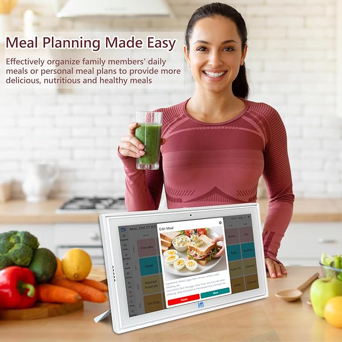 15.6 Inch Digital Calendar,Desktop&Wall Calendar Planner,Chore Chart,Meal Planning,Photo Share,Alarm Reminder,Task Rewards System,TouchScreen Smart Electronic Calender for Family Organizer- 5MP Webcam