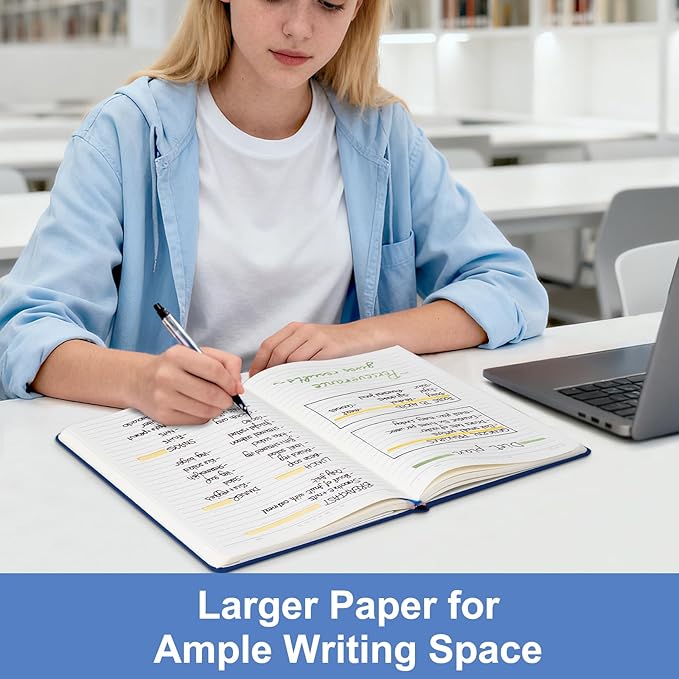 COMIX B5 Lined Journal Notebooks, 240 Pages, 6.9 x 9.8 Inches, Navy Blue, Hardcover Journaling Notebooks for Men & Women- Fits for Office, Business, School, Notes Taking & Writing