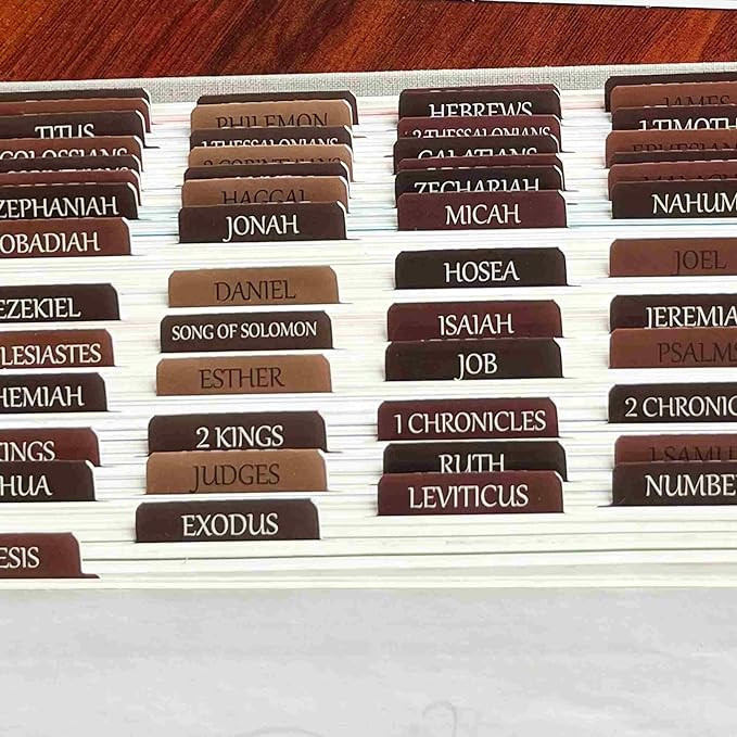 Thinkor Reposition Laminated Bible Tabs, Large Print Stickers, Easy to Read & Apply Bible Tabs for Women & Man (Earthy Brown)