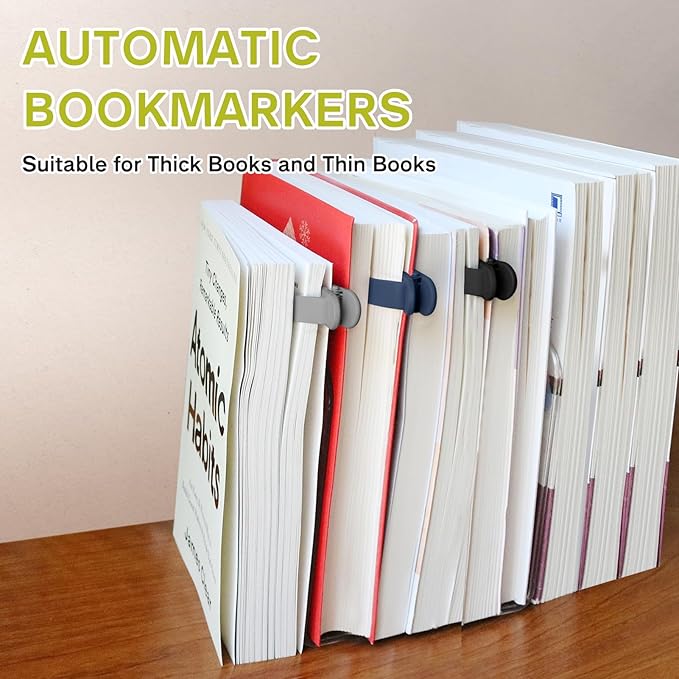 SMUK 6 Pieces Smart Silicone Bookmark, Cute Automatic Book Marks for Men Book Lovers Women, Book Marker Book Page Clip Reading Accessories Gifts for Reading Lovers