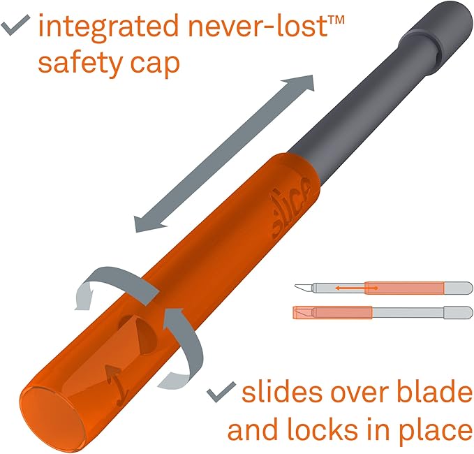 Slice 10518 Craft Knife, Finger-Friendly Edge, Safer Choice, Never Rusts, Lasts 11x Longer Than Metal, Precision Cutting, Never-Lost Safety Cap